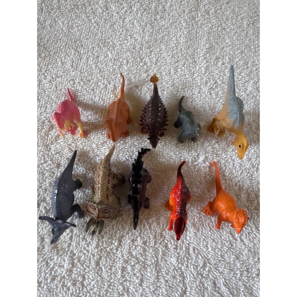 Mixed Dinosaur Toy Figure Lot Multicolor 10 Piece Set Kids Prehistoric Play Set